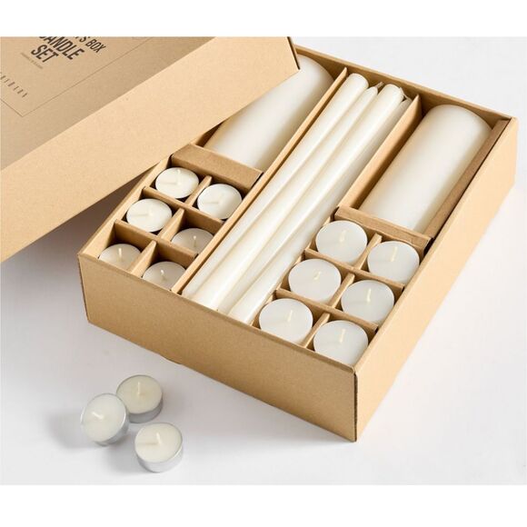 Pottery Barn Jeu De Carters Box Candle Set 32 Pieces Home Decor Entertaining - Picture 1 of 8